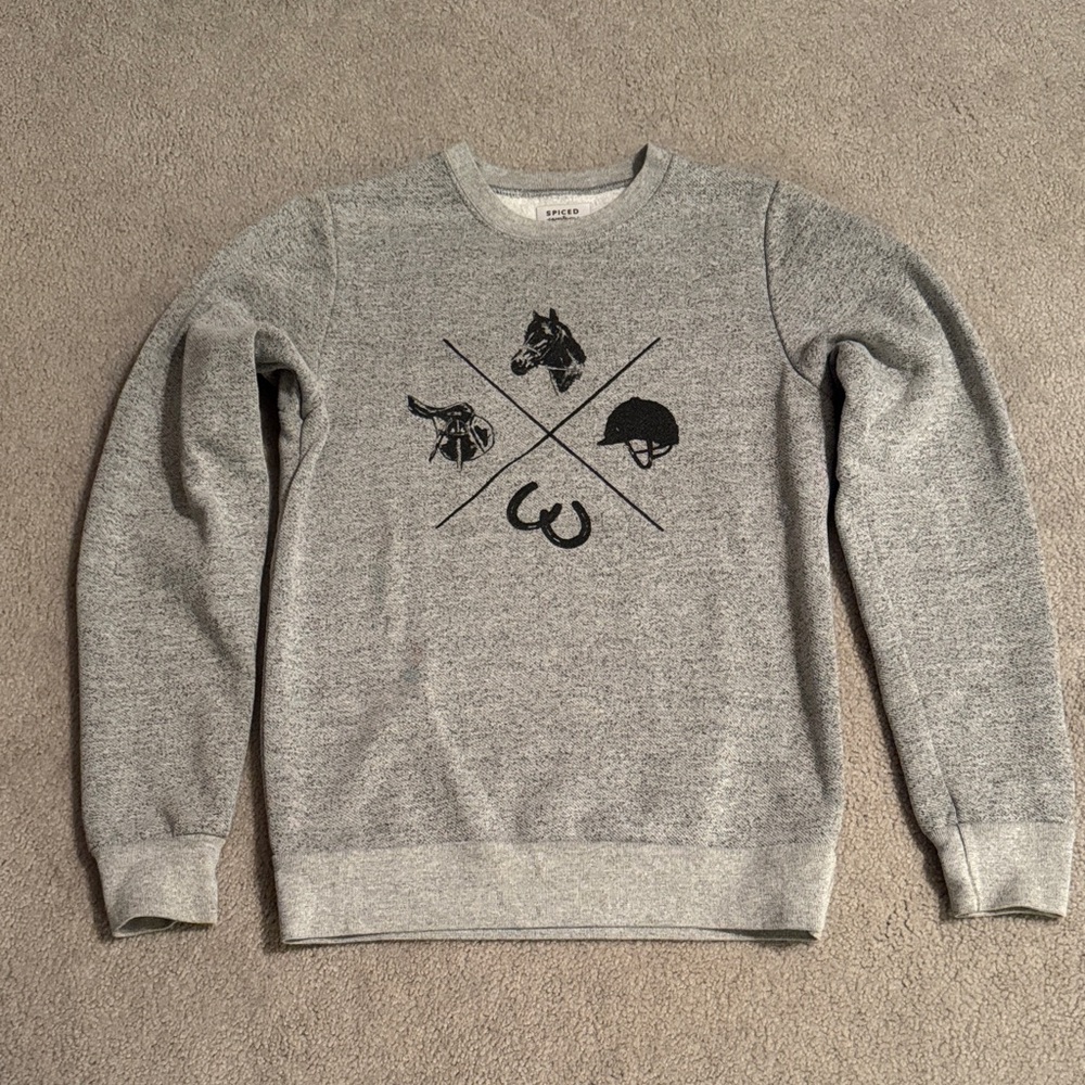 Spiced Equestrian Stylish English Heather Gray Sweatshirt Small made in Canada
